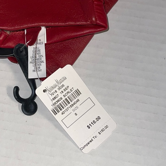 NEIMAN MARCUS WOMEN LEATHER RED GLOVES SIZE S - Picture 8 of 11